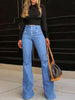 Chic Y2K Breasted High Waist Jeans Women's Bell-Bottom Denim Pants Trousers Streetwear Casual Denim Pants Jeans