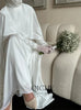 Modest White Muslim Wedding Dresses with Cape Customized Bride Dress Elegant Long Sleeves Woman Bride Civil Bridal Gowns