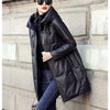 Black PU Leather Coat Hooded Down Cotton Clothes Women's Winter Cocoon-Type Thick Loose Cotton-Padded Jacket Thick Parkas