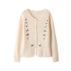 Autumn Winter Round Neck Embroidery Comfortable Ladies Sweater Coat Elegant Women Knitted Cardigan Sweater Jacket