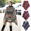 Coat Overlays Winter Warm Mongolian Poncho Ethnic Style Striped Knitting Wraps Polyester Pullover Tassel Shawl for Women