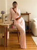 Autumn Winter Loose Pants Leisure Suit Women Flare Sleeve Crop Cardigan Top Lace-up Solid 2 Piece Set Outfit