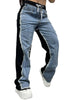 Women Straight Drawstring Waist Wide Leg Pants Jeans Denim Patchwork Sporty Holiday Jogger Sweatpants Trousers