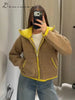 Casual Women's Short Woolen Coat Loose Lapel Single-breasted Long Sleeve Thick Jacket Autumn Winter Lady Elegant Streetwear