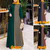 Women Ethnic Printed Panels Maxi Dress Long Sleeve Hijab O Neck Muslim Islamic Patchwork Vestidos Loose Casual Abaya Robe