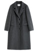 Winter Women's Tailored Shoulder Blazer Coat - Double Faced Wool Trench Outerwear with Notch Lapel Office Elegant