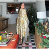 Retro Floral Print Women's Long Dress With Tassel Belt Stand Collar Long Sleeve Muslim Kaftan Dresses Spring Lady Robes