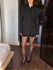 Cold Shoulder Blazer Women Elegant Double Breasted V-neck Long Sleeve Waist-Closed Jackets Spring Streetwear Lady