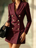 Women Striped Blazer Dress Lapel Double Breasted Long Sleeve Bodycon Mini Dress Elegant Office Work Party Slim Suit Dresses