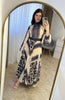 American European Style Women's Casual Elegant Pleated Dress Long Sleeve Printed Ankle Length Dress