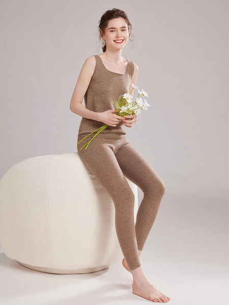 Women 100% Cashmere Legging High Elastic Cashmere Knitted Pants Autumn Winter Warm Soft Legging Basic Style Leggings