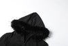 Furry Patchwork Jacket Women Hooded Autumn Zip Short Full Sleeve Wild Gothic Punk Street Club Coat