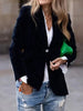 Elegant Velour Blazers Women Retro Single Button Suit Collar Jacket Blazer Coat Autumn Long Sleeve Simple Outerwear