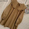 Dresses for Women Ruffles Peter Pan Collar Long Sleeve Oversized Robe Femme A-line Sweet Shirt Dress Vestidos De Mujer