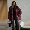 Solid Zipper Drawstring Puffer Jacket Quilted Water-Resistant Loose Winter/Fall Warm Women Outerwear Daily Causal Lady Coat