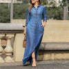 Spring Elegant Women's Denim Dress Casual Long Sleeve Buttons Shirt Maxi Dresses For Women Robe Femal Office Clothing