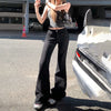 Low Waist Boot Cut Jeans For Women Stretch Denim Flared Pants Black Casual Female Bell Bottom Trousers