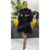 Autumn and Winter Africa Women's Clothing Solid Color Splicing Dress Pleated Loose Women's Cardigan Dresses