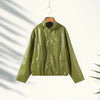 Chic Pu Leather Women's Jackets Skirts Suit Vintage Stand Collar Zipper Full Sleeve Outfits Female Autumn Lady Streetwears