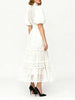 Dot Print Sheer Dress for Women Stand Collar Puff Sleeve High Waist Patchwork Lace Up Elegant Casual Dresses Female
