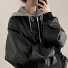 Autumn Winter Cool Black Hooded Leather Jacket Women Streetwear Y2K Fake Two Pieces Short Coat Korean PU Leather Outwear