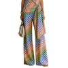 Women's Multicolor Diagonal Striped Palazzo Pants Loose Casual High Waist Wide Leg Trousers Bottoms