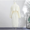 Detachable Triangle Shawl Long Puffer Coat Stand Collar Waist Tie Belt Button Solid Loose Women Coats Winter Commute Outfit