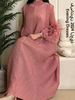 Yudx Purple Pleated High Neck Maxi Evening Dress, Ruffle Sleeve Women's Wedding Guest Ramadan Party Dress