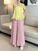 Pleated Elastic Waist Women's Wide Leg Pants Chic Elegant Design Handmade Pleated Stretch Loose Long Pants 2DB3646