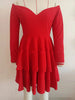 Autumn Clothes Solid Color Long Sleeve Sexy Clubwear V-Neck Off The Shoulder Evening Party Dress Red Dresses For Woman