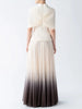 Spliced Button Two Piece Sets for Women V Neck Cape Sleeve Tunic Top High Waist Ombre Skirt Elegant Set Female