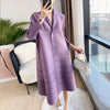 Pleated Triple Button Long Sleeve Lapel Dress Women Spring Korean Causal Elegant Clothes