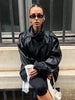 Women Autumn Jackets Asymmetric Button Pocket Long Sleeves Black Loose Zipper Jackets Female High Street Coats