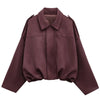 Suede Jacket Woman Green Khaki Outerwears Women's Jacket Spring Crop Oversize Long Sleeve Coats Jacket