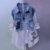 Splicing Denim Jacket Women Spring Autumn Korean Denim Shirt Ladies Tops Casual Jean Coat Female Windbreaker