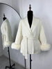 Fox Fur Wool Overcoat Women's Short Coat Office Lady Elegant Double-sided Woolen Coat Cardigan Jackets Loose Wool