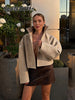 Retro Crocodile Pattern Short Women's Leather Jacket High Collar Zipper Loose Long Sleeve Jackets Lady Street Daily Wear