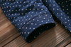 Spring Fall Mori Girl Women Loose Dress Stand Collar Polka Dot Navy Blue Mini Dress Cotton Long Sleeve Short Cute Flannel Dress