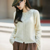 Winter Women's Clothing Tops Brushed Wool Cardigans O Neck Yellow Warm Causal Sweater Soft Solid Knitted Coats B1713005