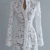 Women's Lace Dress for Women Fall Stand Collar Single Breasted Long Sleeve Coat Midi Dress See Through Elegant Sweet Dresses