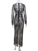 Unlined Lace Sheer Sexy Club Outfits Skinny Women Dresses V Neck Long Sleeve Split Bodycon Female Vestidos Robes
