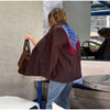 Women Bandana Print Blazer Jacket Triangle Scarf Tassel Fringe Back Loose Suit Coat Casual Office Lady Chic Jacket