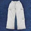 Women‘s Wide Leg Cargo Pants Elastic Waistband with Large Pockets Casual Fitness Sportswear Y2k Long Pants