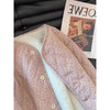 Chic Floral Corduroy Jacket for Women - Korean Loose Fit Round Neck Long Sleeve Cotton Top Warm Versatile Autumn Winter Shacket