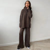 turtleneck sweater set women's European, American autumn and winter loose casual lazy thickened knitted trousers set