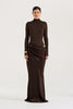 Autumn Long Sleeve Sexy Maxi Dress Women Hollow Out Turtleneck Ruched Bodycon Club Party Long Dresses Female