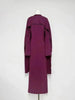 High Neck Cape Sleeve Slim-Fit Maxi Dress Pearl Trim Solid Color Floor Length Modest Abaya Style Formal Occasion Women