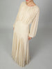 Solid Spliced Folds Minimalist Dresses for Women Round Neck Long Sleeves High Waist Elegant Dress Female Autumn