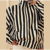 Vertical Stripe Two Piece Outfit Stand Collar Zip Up Jacket Elastic Waist Wide Leg Pants Loose Women Casual High Street Set