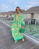 Autumn Women's Print Casual Dress V-neck Long Sleeve Loose Holiday Party Long Dresses For Women Robe Femme